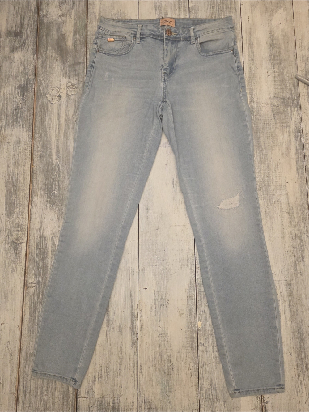 ONLY Women's Light Blue Distressed High-Rise Skinny Jeans sz 29/30